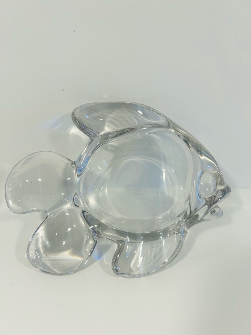 Vintage Art Vannes France Glass Fish Dish Clear Glass Ashtray Trinket Bowl